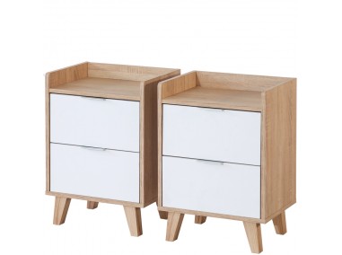 Bedside tables Nordic Serie 2168 (2 units) with 2 drawers